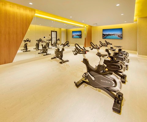 a gym full of exercise bikes at The Enclave, New Jersey